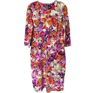 J. McLaughlin Sheath Dress Women’s Large Catalina Cloth Floral 3/4 Sleeve NEW